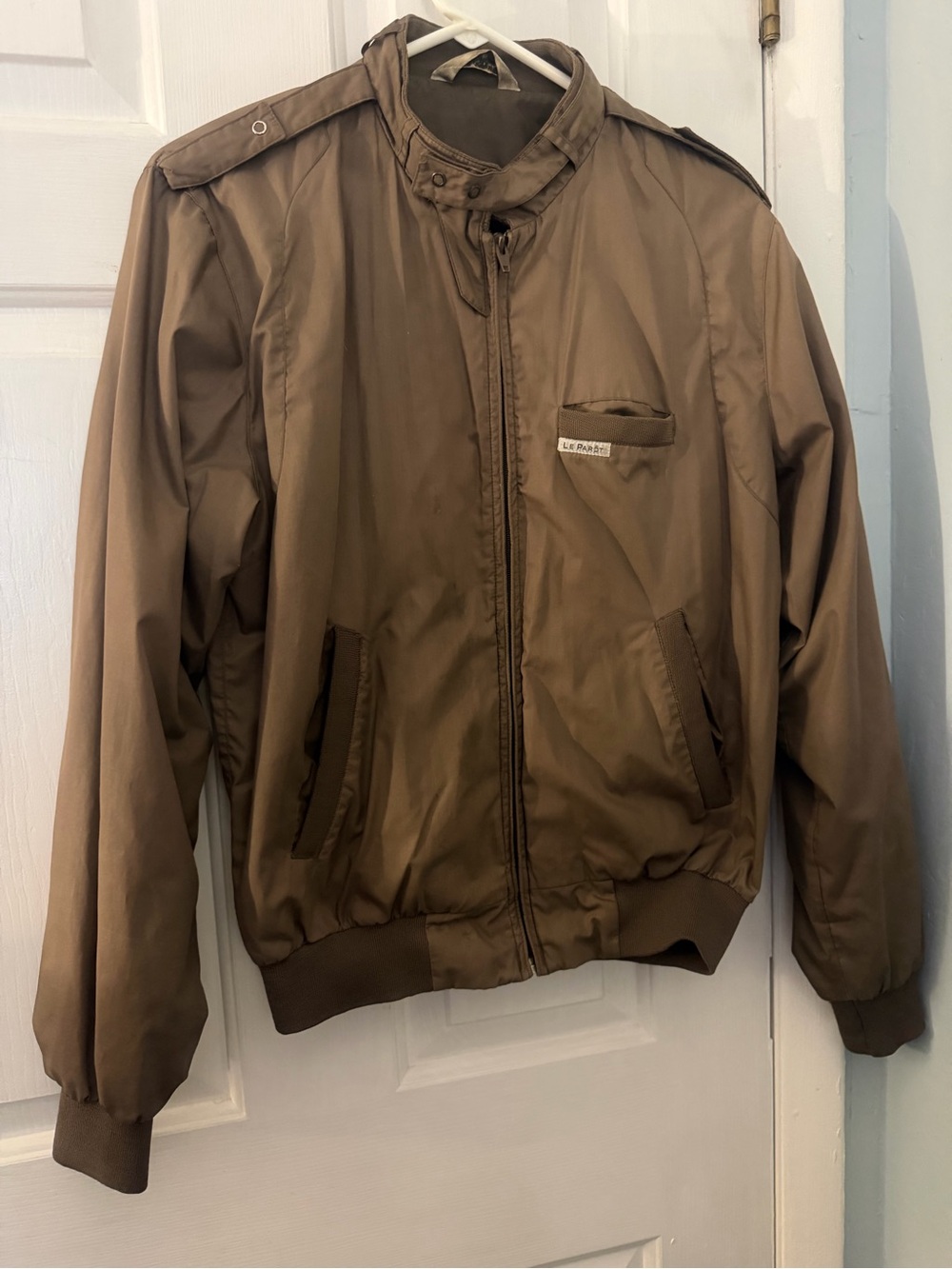 Vintage Le Parôt Men’s Small Brown Bomber Jacket Moto Racer 90s
